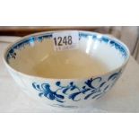 18thC Worcester blue and white bowl 4.5 in diam