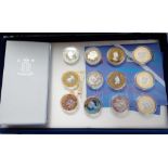 Royal Mint cased set of 12 silver crowns