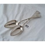 Another pair of George III tablespoons also stag crested London 1804 by R C