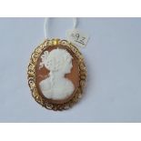 A LARGE VICTORIAN CAMEO IN 9CT FRAME