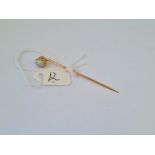 Gold mounted opal stick pin1.8g inc