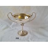 Plain two handled trophy cup with spreading base. 6.5 inch over handles. Birmingham 1925. 245gms