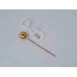 Garnet set 15ct gold stick pin