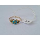 19thc turquoise and gold ring size ‘W’ 2.1g