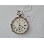 A gents silver pocket watch with seconds dial