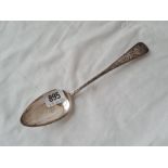 George III bright-cut table spoon London1802 by I B. 53gms