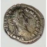 Roman. Commodus silver denarius 192AD. Herculi Romano Aug. Commodus as Hercules beside trophy. His