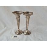 Pair of spill vases with pierced rims 6in high Birmingham 1930