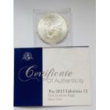 USA Silver Dollar 2013 with paperwork