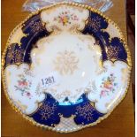 Set of 10 Copeland plates with blue and gilt borders. 9 in diam