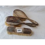 Pair of hand brushes and a clothes brush (some unmarked)