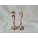 Another pair of spill vases 4in high. Birmingham 1900. 59gms