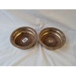 Pair of Sheffield wine coasters with gadroon rims