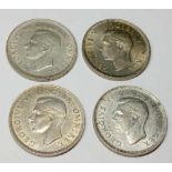 Four shillings 1942, 44, 45, 48 - unc