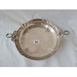Hammered fruit stand with leaf capped handled (4 bracket feet).Sheffield 1931. By C B & S.11inch