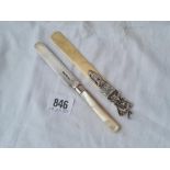 Paper knife with silver blade. Sheffield 1907 and another