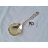 Sterling silver caddy spoon with gilt bowl