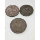 3 x halfpenny tokens