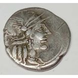 Roman silver denarius - Cn Papirius Carbo 122BC S.154