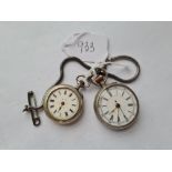 Two metal ladies fob watches