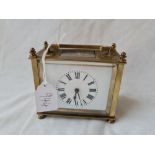 Another Squat shaped clock (with key) brass sides - dial a/f - 3.5" high