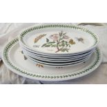 Set of 7 oval Portmerion plates and a meat platter