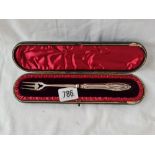 Victorian pickle fork in a fitted box. Birmingham 1886