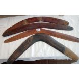 Four various boomerangs