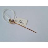 Antique pearl & amethyst gold flower stick pin