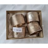 Good set of four napkin rings each with Vacant shield, London 1944. 182gms.