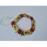 Silver and enamel panel bracelet