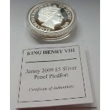 jersey 2009 £5 Silver proof Piedfort with paperwork