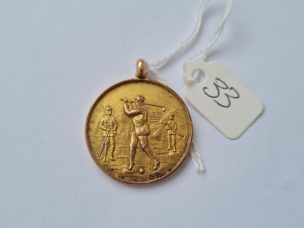 Circular “Sandbach Golf Club” 9ct medal 8.3g