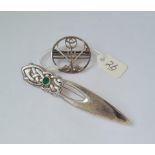 Two large sterling silver brooches 29g