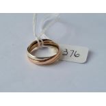 A three coloured twist ring set with stones in 9ct - size N/O - 3.55gms