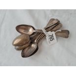 Set of ten OEP teaspoons. Sheffield 1928 by W & H. 176gms