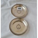 Pair of Turkish coin inset dishes. 4in diam. 64gms