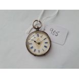 A gents silver pocket watch with blue numerals