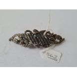 A silver & marcasite double clip brooch