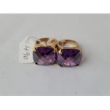 Two silver and gold plated gem set chequerboard rings