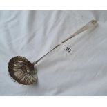 George III soup ladle, bottom marked with shell bowl.145gms.