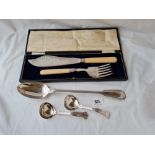 Pair fish servers, basting spoon and two ladles
