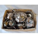 Octagonal engraved 3 pc tea set a sweet dish etc