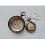 A metal ladies fob watch & silver pocket watch case