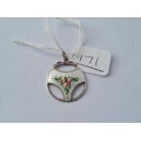 A Charles Horner stylish silver & enamel pendant hallmarked for 1913