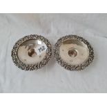 Pair of Modernist candle holders with cast borders. 4 in wide. Birmingham 1973 by D & F