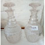 Pair of Georgian cut glass decanters and stopers 10 in high