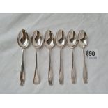 Set of six teaspoons. Birmingham 1930. 71gms