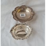 Shaped circular sweet dish and another oval. 118gms