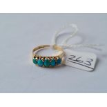 A Victorian 5 stone turquoise set ring in HM for Birmingham 1899 - size L